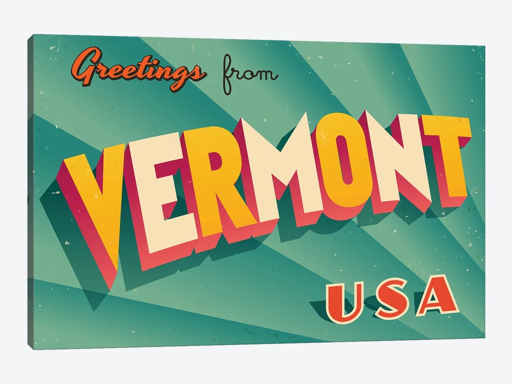 Greetings From Vermont by RealCallahan 1-piece Canvas Art Print