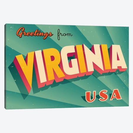 Greetings From Virginia Canvas Print #DPT246} by RealCallahan Canvas Artwork