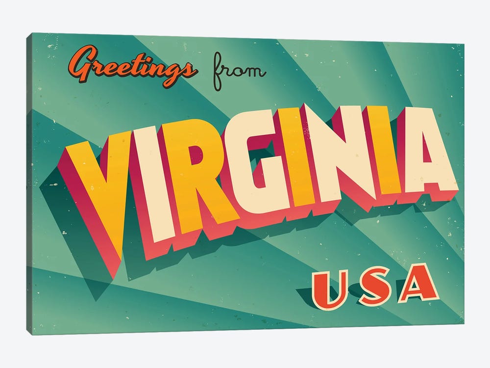 Greetings From Virginia by RealCallahan 1-piece Canvas Wall Art