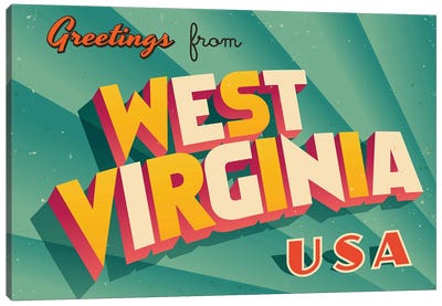 Greetings From West Virginia Canvas Art Print - Places Collection