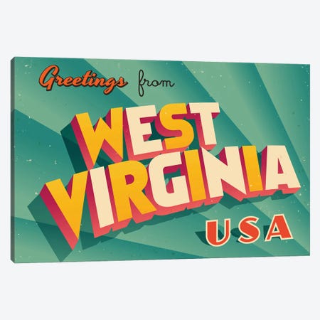 Greetings From West Virginia Canvas Print #DPT248} by RealCallahan Art Print
