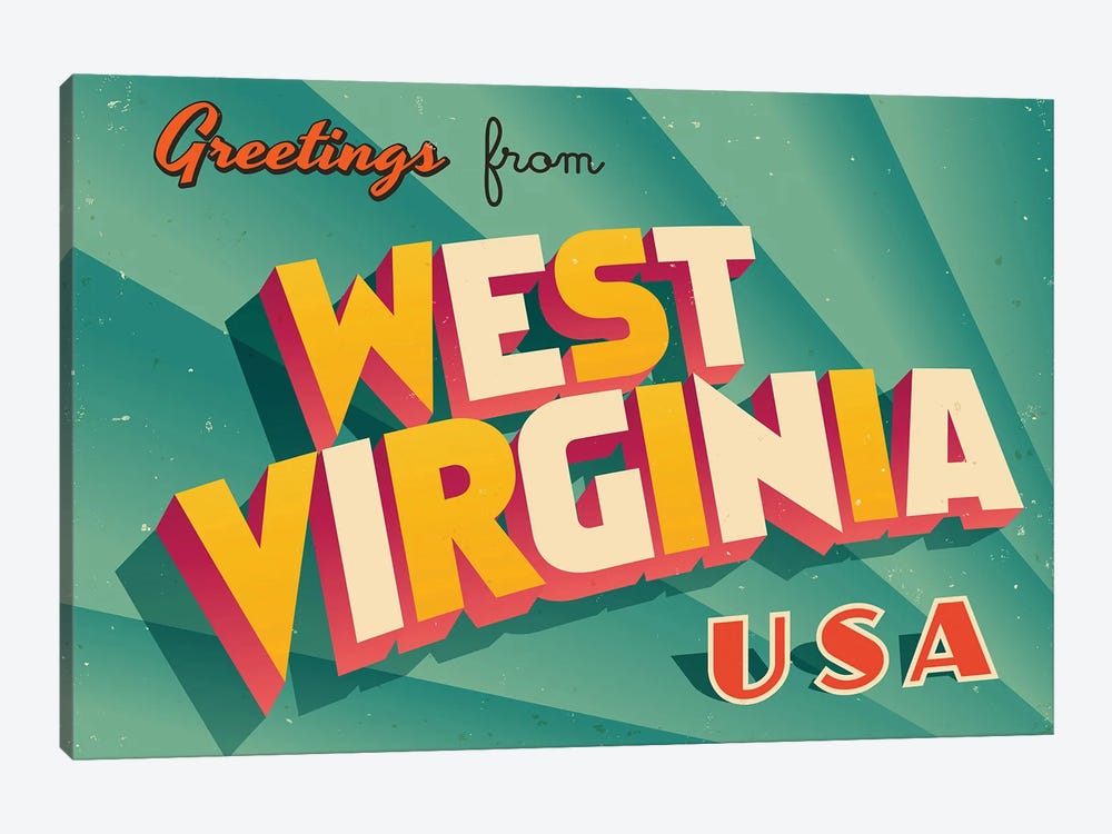 Greetings From West Virginia by RealCallahan 1-piece Canvas Artwork