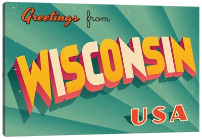 Greetings From Wisconsin Canvas Art Print - Places Collection