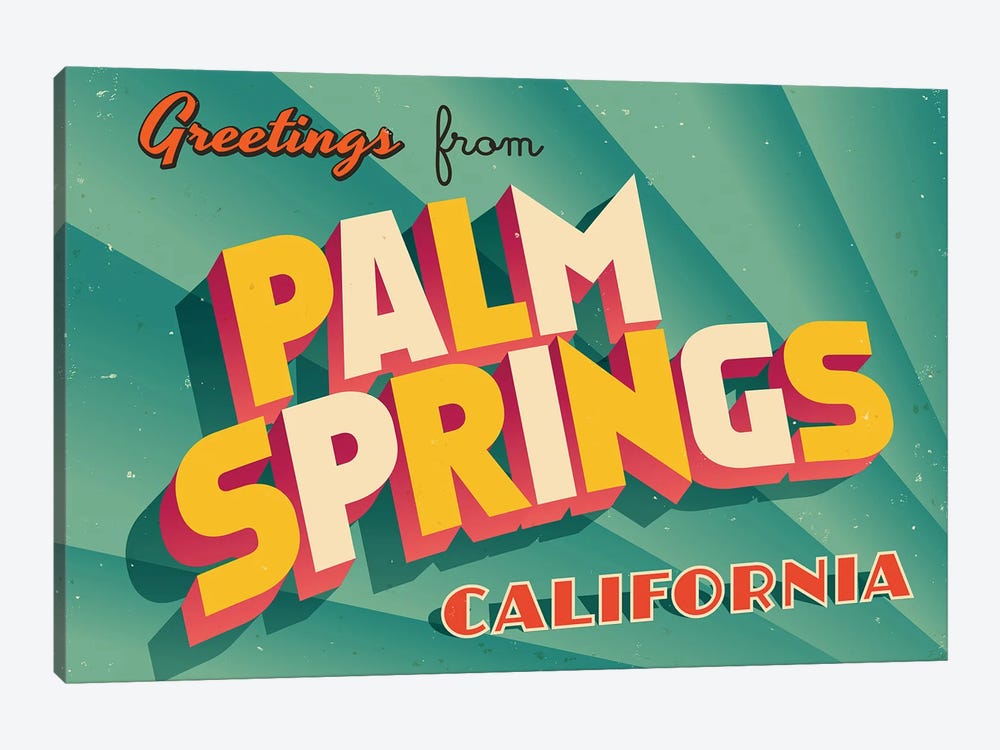 Greetings From Palm Springs by RealCallahan 1-piece Canvas Art Print
