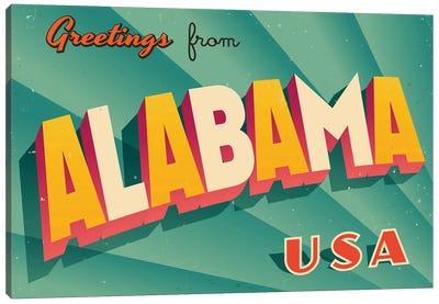 Greetings From Alabama Canvas Art Print