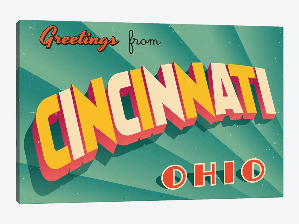 Greetings From Cincinnati by RealCallahan 1-piece Canvas Art