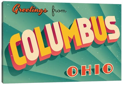 Greetings From Columbus Canvas Art Print