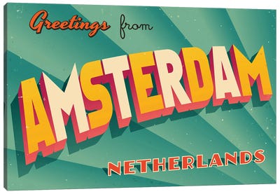 Greetings From Amsterdam Canvas Art Print