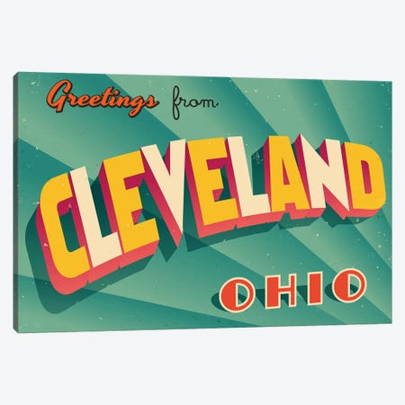 Greetings From Cleveland Canvas Print #DPT268} by RealCallahan Canvas Print