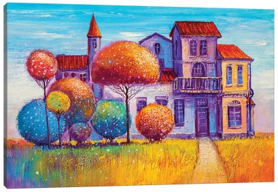 House In The Village Canvas Art Print