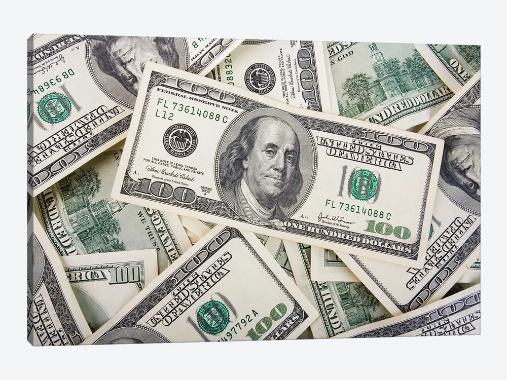 American Hundred Dollar Bills by scratch 1-piece Canvas Print