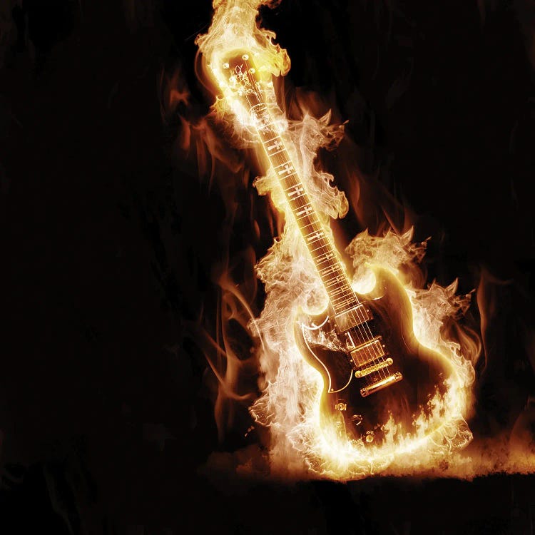 Electronic Guitar Enveloped In Flames