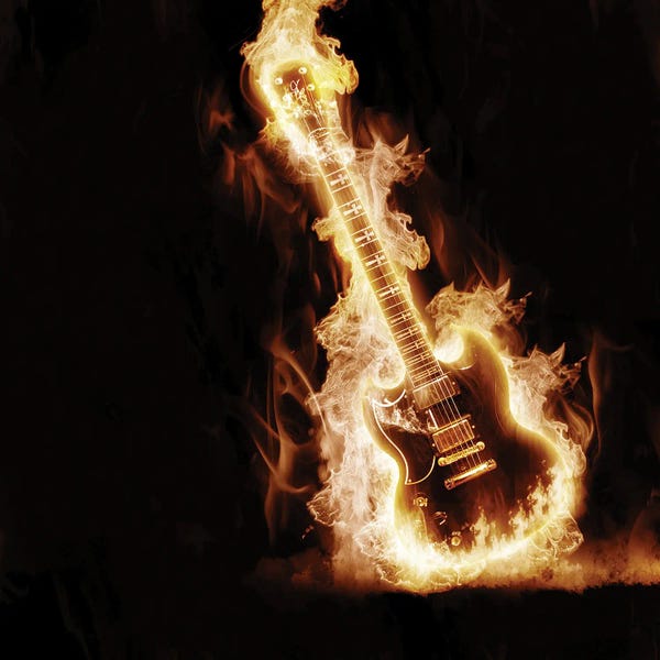 Electronic Guitar Enveloped In Flames