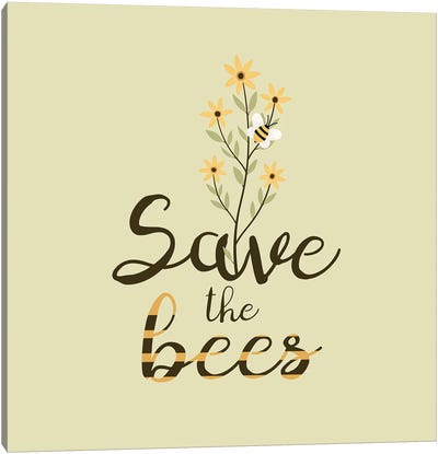 Save The Bees Flower Bouquet Canvas Art Print