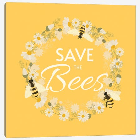 Save The Bees Design Wreath Canvas Print #DPT308} by usmanovairina Canvas Artwork