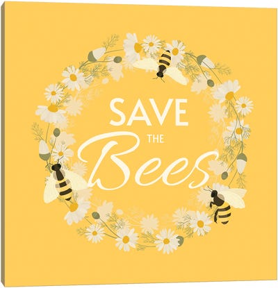 Save The Bees Design Wreath Canvas Art Print