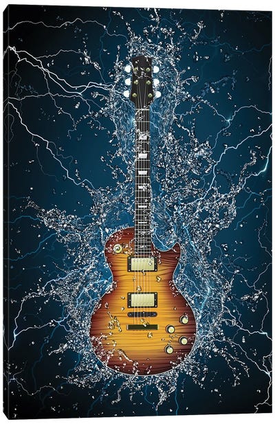 Electric Guitar Splash Canvas Art Print - Music Collection