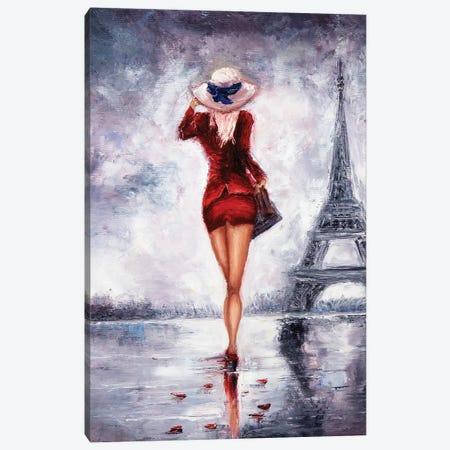 Woman In Paris Canvas Print #DPT31} by borojoint Art Print