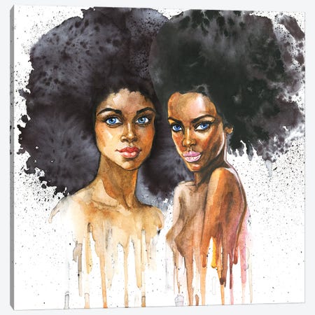 Watercolor Beauty African Women On White Background Canvas Print #DPT34} by Cincinart Canvas Wall Art