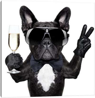 Cocktail Dog Canvas Art Print - Art for Dad