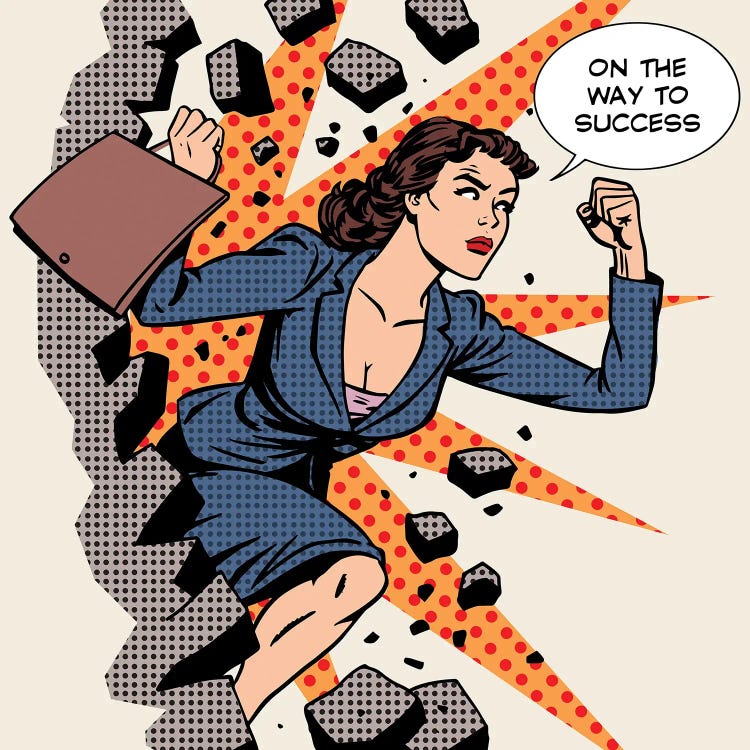 Business Success Businesswoman Breaks The Wall by Depositphotos wall art