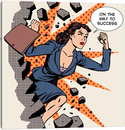 Business Success Businesswoman Breaks The Wall Canvas Art Print - Depositphotos