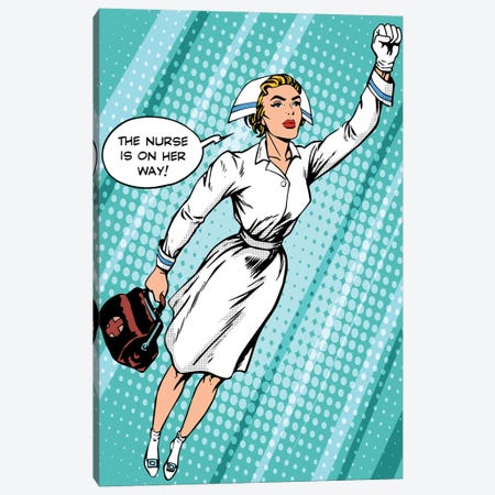 Super Hero Nurse Flies To The Rescue Canvas Print #DPT380} by Depositphotos Canvas Art