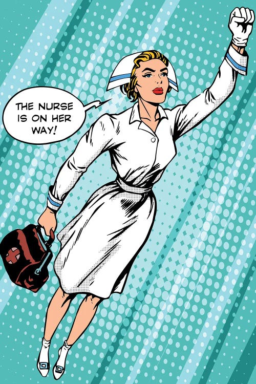 Super Hero Nurse Flies To The Rescue by Depositphotos wall art