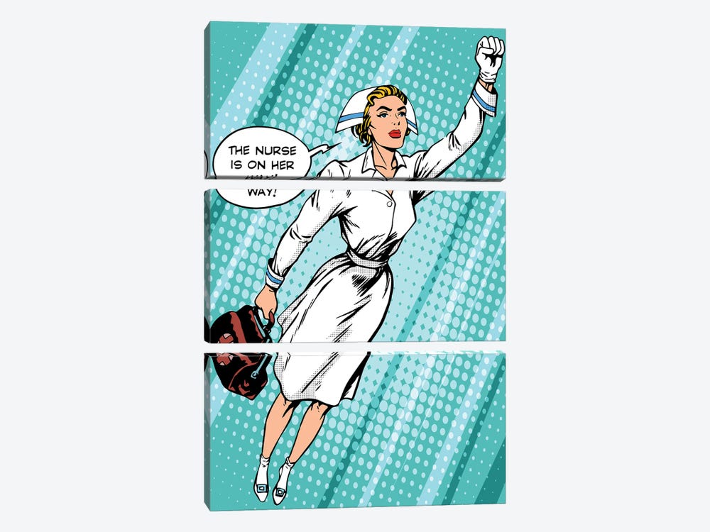 Super Hero Nurse Flies To The Rescue by Depositphotos 3-piece Art Print