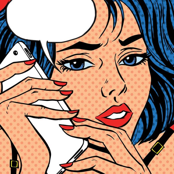 DepositPhotos: Girl Phone Talk Pop Art Vintage Comic by Depositphotos