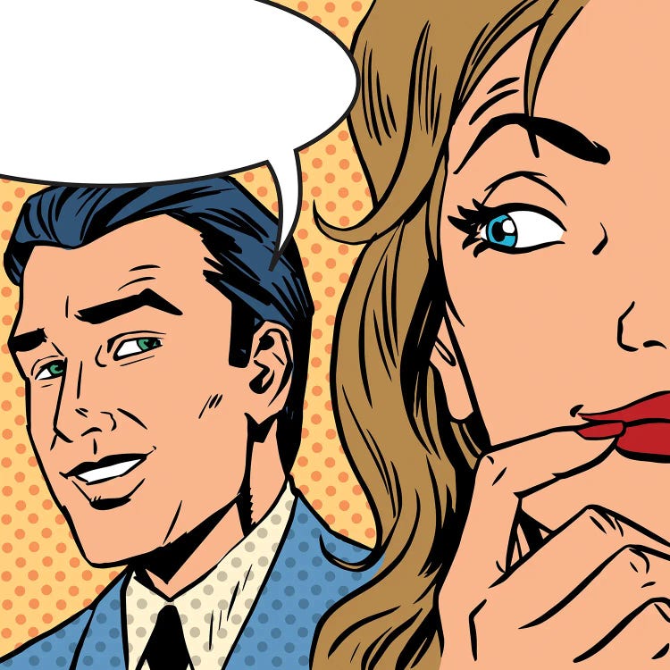 Man Calls Woman Retro Style Comic Pop Art Vintage