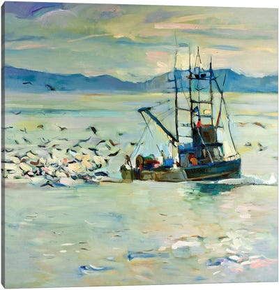 Fishing Boat Canvas Art Print - Gull & Seagull Art