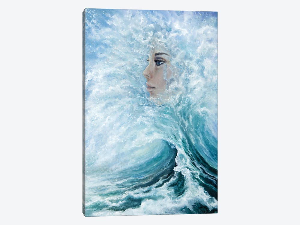 Woman Face From Waves In Ocean by borojoint 1-piece Canvas Art