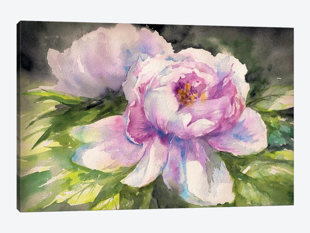 Pink Peony Watercolors by DeepGreen 1-piece Canvas Artwork