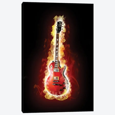 Fire Electric Guitar Canvas Print #DPT490} by depositedhar Canvas Artwork