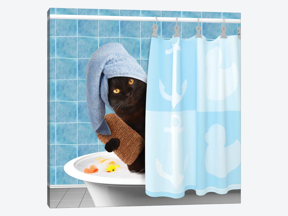 Funny Cat Taking A Bath II by funny_cats 1-piece Art Print