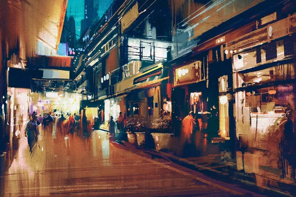 grandfailure: Colorful Night Street by grandfailure