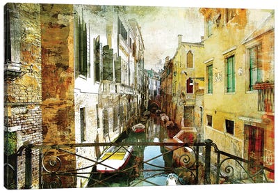 Pictorial Venetian Streets Artwork In Painting Style Canvas Art Print
