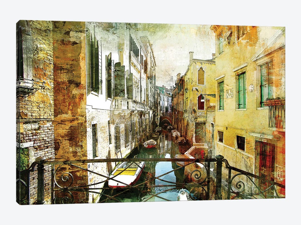 Pictorial Venetian Streets Artwork In Painting Style by Maugli 1-piece Canvas Print