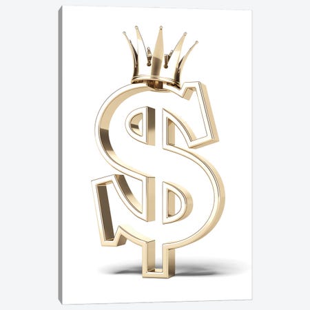 Gold Dollar Sign With Crown Canvas Print #DPT53} by ekostsov Canvas Print