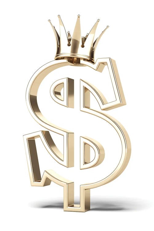 Gold Dollar Sign With Crown