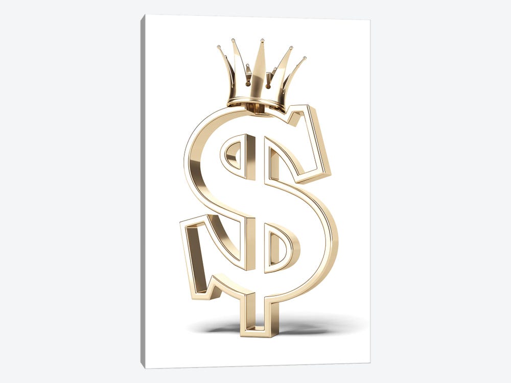 Gold Dollar Sign With Crown by ekostsov 1-piece Canvas Art Print
