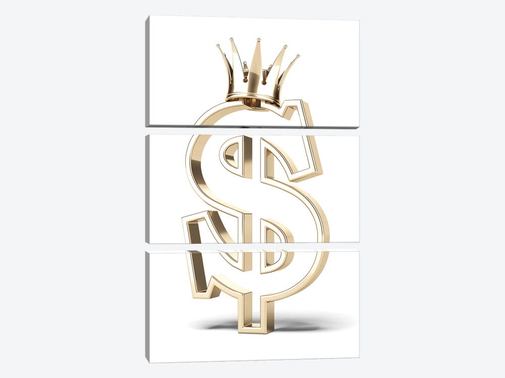 Gold Dollar Sign With Crown by ekostsov 3-piece Art Print
