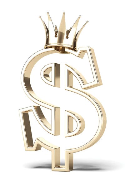 Money: Gold Dollar Sign With Crown by ekostsov