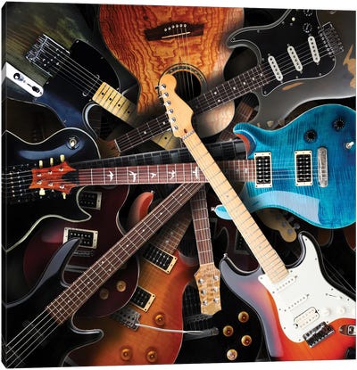 Electric Guitars Background Canvas Art Print - Music Collection