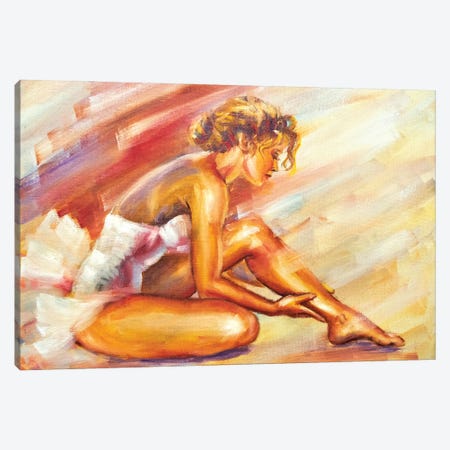 Beautiful Sitting Ballerina Canvas Print #DPT561} by Valenty Canvas Artwork