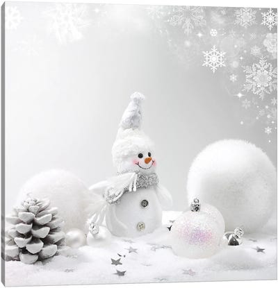 Christmas Background Canvas Art Print - Snowman Art