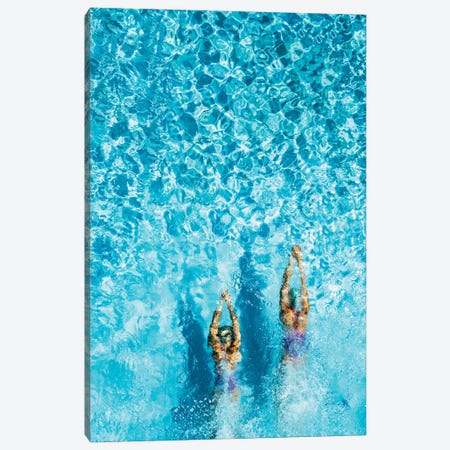 Two Women Swimming In A Pool, Seen From Above Canvas Print #DPT594} by karrastock Canvas Art