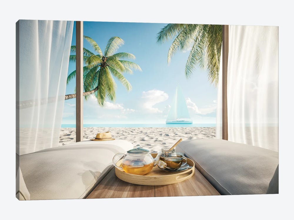 Comfortable Lounge Canopy On Vip Beach Seascape by Shlapak 1-piece Canvas Art