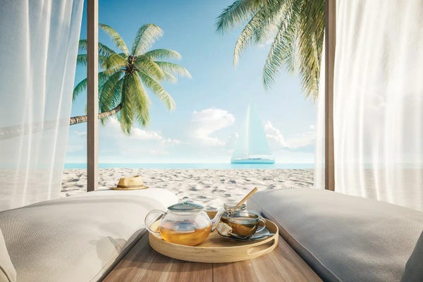 DepositPhotos: Comfortable Lounge Canopy On Vip Beach Seascape by Shlapak